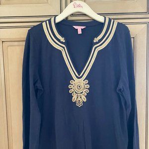 Lilly Pulitzer Navy Blue Applique Tunic XL
